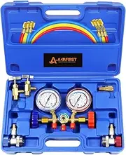 ADAFIRST AC Manifold Gauge Set, 3 Way Car HVAC R134a R404a Refrigerant Charging Tool Kit, with Hoses Quick Coupler Adapter Can Tap Case, for Auto Air Conditioner Freon Diagnostic Test and Recharge