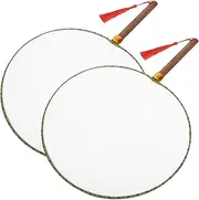 LALAFINA Japanese Foldable Fan Chinese Silk Art Fan DIY Hand Painting Round Bamboo Handle for Home Decor