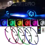 4PCS 15.5" RGB LED Wheel Ring Light Rim Lights Neon Bluetooth For Dodge Ram 1500