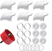 GYWHOOFT DIY Chicken Feeder Kit,6 Pack DIY No Waste Chicken Feeder Kit,6 Ports with Rodent Proof Covers,Automatic Poultry Feeder for Buckets, Barrels, Bins, Troughs