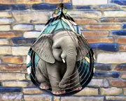 Elephant 10" Teardrop Hanging Wind Spinner Yard Decor Kinetic tdws011