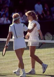 Steffi Graf of Germany and Martina Navratilova of the USA leave C - Old Photo 1