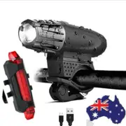 USB Rechargeable Waterproof LED Bike Bicycle Front & Rear Light Set