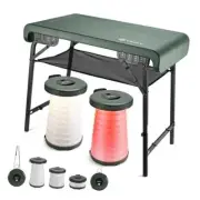 Camping Table & Collapsible Stools Set, Folding Beach Table with 2 Portable