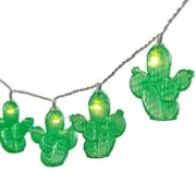 Green Cactus Patio String Lights 10 Count 65" Long Plastic Battery Operated New