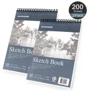 Bachmore Sketchpad 9X12 Inch 200 Sheets of Top Spiral (2 Packs)