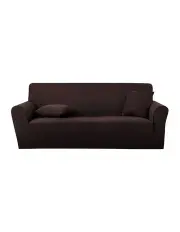 [SOGA] High Stretch Sofa Cover Couch Lounge Protector Slipcovers 3-Seater in Coffee