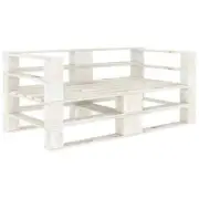 Garden 2-Seater Pallet Sofa White Solid Pinewood