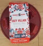 NEW Nordic Ware Cozy Village Baking Pan - Red - Holiday Bake Ware