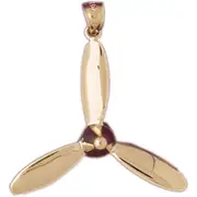 14K Gold 33MM Airplane Propeller Pendant