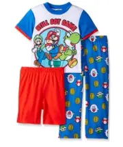 MARIO Pajamas Boy's size 6 NeW YOSHI 3 Piece Shirt Pants Shorts Pjs Set NWT
