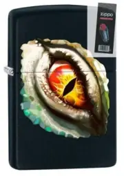 Zippo 7795 Reptile Eye Black Matte Finish Full Size Lighter + FLINT PACK
