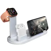 4 In 1 10W Wireless Charger Multi-Function USB Charger Charging Docking Station WHITE COLOR
