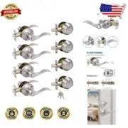 Elegant 4-Pack Keyed Alike Satin Nickel Door Lock & Single Cylinder Deadbolt