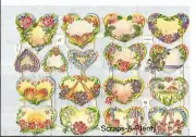 German Embossed SILVER GLITTER Scrap Die Cut - Beautiful Valentine Heart EF7173G