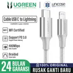 數據線 USB C 轉 IPHONE LIGHTNING MFI UGREEN PD 快速編織尼龍 2M 銀色