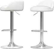 Artiss Bar Stools Stool Set of 2 Adjustable Kitchen Swivel Counter Barstools Dining Chair Gas Lift Leather White in 53-74cm Seat Height Floor for Home Bar Dining Room Cafe Outdoor Indoor