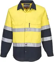 Portwest FR04 Portflame Flame-Resistant Shirt, 4X-Large, Yellow/Navy