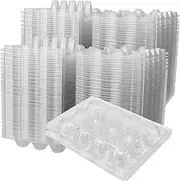 NINGWAAN 150 Pack 12 Grids Quail Egg Cartons, Clear Plastic Quail Egg Holder Dispenser, PVC Stackable Quail Egg Container Tray for Refrigerator, Holds up to 1 Dozen Quail Eggs