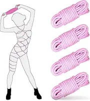 4 Pack Soft Cotton Rope 32 Feet 10m BDSM Shibari Bondage Rope Restraint Kits Adult Sex Toys for Women Couples (Pink)