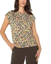 Liverpool Los Angeles Cap Sleeve Boatneck Top