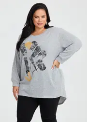 [Taking Shape] Taking Shape Grace Print Tunic Size 18 in Heather Grey - Plus Size Women's Tops & T Shirts Heather Grey