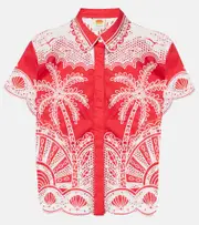[Farm Rio] Farm Rio Palm Trees cotton shirt AU 14 red