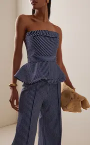[Andres Otalora] Alborada Draped Cotton Twill Peplum Top