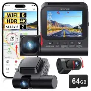 3 Channel 4K Dash Cam, Dash Camera for Cars with STARVIS 2 HDR Night Vision, ...