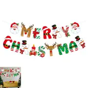 Merry Christmas Pull Flag Santa Claus Party Decoration Christmas Tree Cake Topper Christmas Party Decor Supplies-Sheet Flag Sign