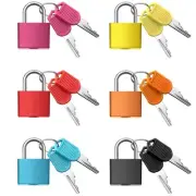 6 Pieces Mini Padlock Suitcase Locks 1.25''with Keys Multicolor Keyed Padlock...