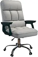 Executive Desk Chair PU Leather Soft Desk Chair with Armrests Swivel Adjustable Height Padded Office Chair Office Chair(Gray)
