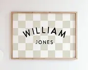 Boy Name Sign Boys Kids Room Decor Checkerboard Play Room Wall Decor Personalised Baby Gift For Nursery Kids Name Sign