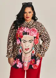 [TS] Taking Shape Leonie Natural Portrait Shirt Size 22 in White / Print, Viscose - Plus Size Women's Clothing White / Print