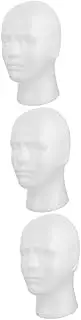 3pcs Mannequin Head Headphone Holder Afro Wig Wig Head Mens Hat Male Mannequin Hats for Men Headset Stand Wig Display Holder Wig Holder Foam White Headgear Eyelash