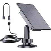 2W Solar Panel USB Charger for Security Camera CCTV 360 Adjustable Stand Outdoor Panel Compatible Blink Cam TypeC port 3M cable