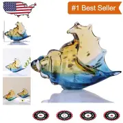 Navy Blue Blown Glass Conch Shell - Stylish Home Accent for All Occasions