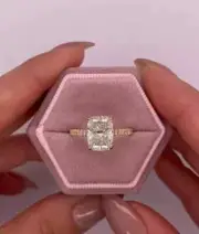 5.50Ct Cushion Cut Moissanite Solitaire Engagement Ring 14k Yellow Gold Plated