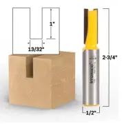 13/32" Diameter X 1" Height Straight Router Bit - 1/2" Shank - Yonico 14153