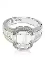 $418 Suzy Levian Sterling Silver Emerald-Cut & Round-Cut CZ Engagement Ring 7.5