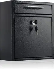 xydled Metal Mailbox Wall Mount, Locking Mailbox with Key Lock, Medium Mailbox w