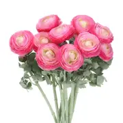 Artificial Ranunculus Flowers, 10 Stems Faux Permanent Flower Floral, Dark Pink