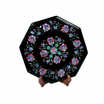 12" Octagon black marble Coffee Table Top mop Design Inlay Entryway Table
