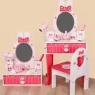 Kids Makeup Table Set Pattern Vanity Dressing Table Makeup Pretend Play Toy Mak♡
