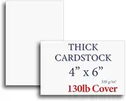 Extra Heavy Duty 130lb Cover Cardstock - 4" x 6" Bright White - 350gsm 17pt Thick Paper - Index, Flash & Post Card Stock - 40 Pack