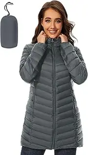 [ANOTHER CHOICE] Women Puffer Jacket Hooded Warm Lightweight Packable Quilted Puffer Coat Outwear