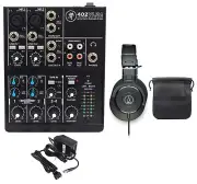 Mackie 402VLZ4 4-Channel Compact Analog Mixer+Audio Technica ATH-M30X Headphones