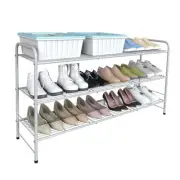 3-Tier Long Metal Shoe Rack,Extra Large Capacity Adjustable Stackable Shoe