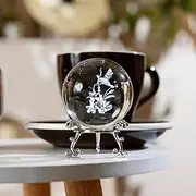 JFTOSALE 60mm 3D Laser Hummingbird Crystal Ball Paperweight Glass Decorative Balls Bird Figurines with Stand