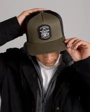 [The Mad Hueys] The Mad Hueys Men's Hueys Pirate Twill Trucker Cap in Olive Green One Size Olive Green